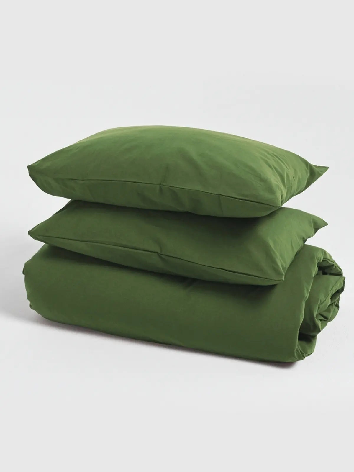 Yeşil stonewashed keten nevresim katlanmış ürün görseli