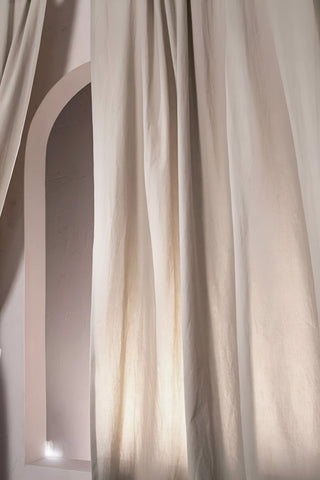Bej stonewashed pamuk perde, döküm detay – el dokuması, Denizli, VivaMaison