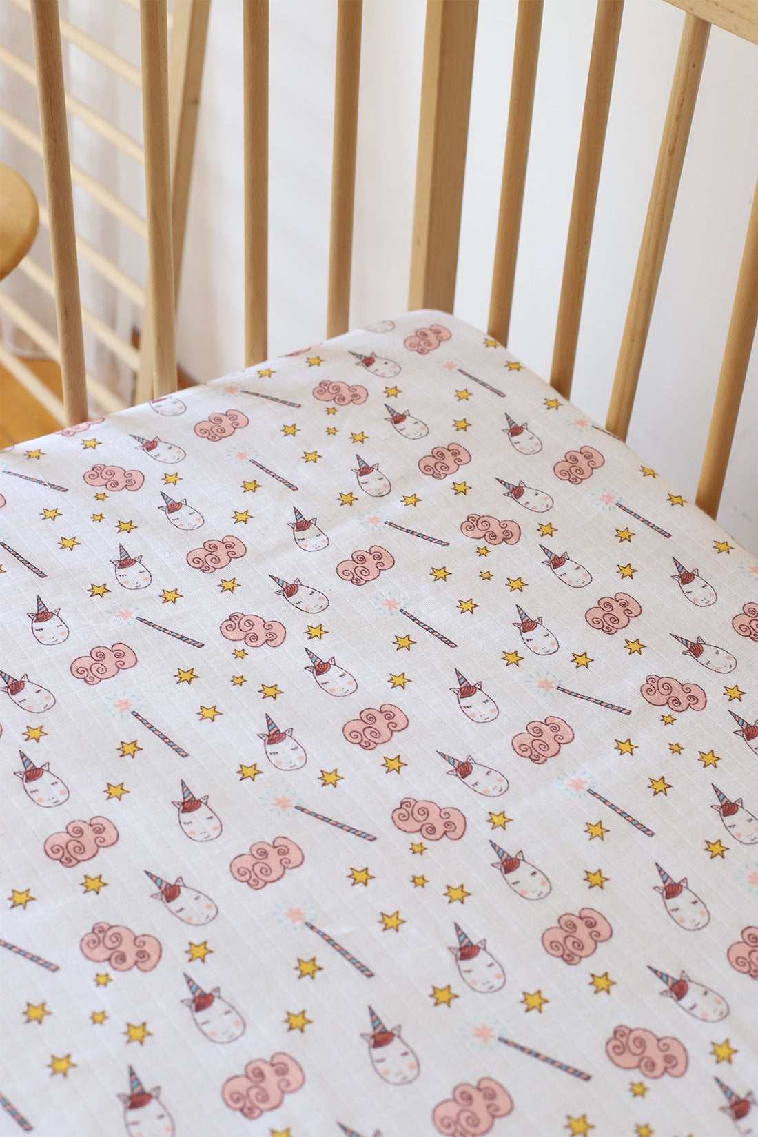 Children's Baby Bedsheet Elastic 2 Layers Muslin Cotton Colorful Patterned 