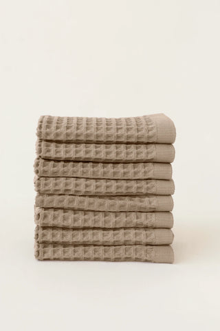 Açık Kahverengi waffle kurulama bezi seti (8'li) 37x37 cm – %100 pamuk, OEKO-TEX, VivaMaison