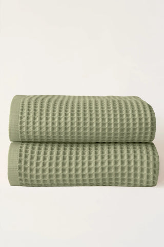 Adaçayı Yeşili waffle banyo havlusu seti (2'li) 90x180 cm – %100 pamuk, OEKO-TEX, VivaMaison