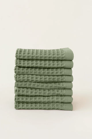 Adaçayı Yeşili waffle kurulama bezi seti (8'li) 37x37 cm – %100 pamuk, OEKO-TEX, VivaMaison