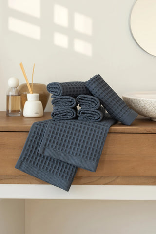 Antrasit waffle havlu seti, banyo dekoru – %100 pamuk, OEKO-TEX, VivaMaison