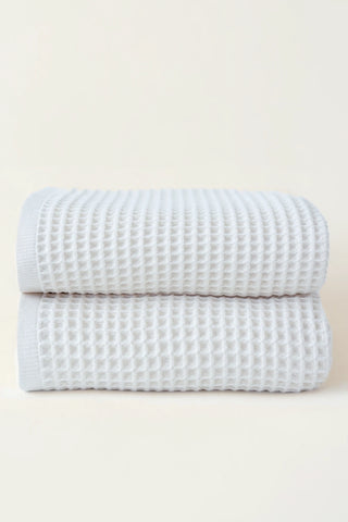 Beyaz waffle banyo havlusu seti (2'li) 90x180 cm – %100 pamuk, OEKO-TEX, VivaMaison