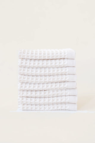 Beyaz waffle kurulama bezi seti (8'li) 37x37 cm – %100 pamuk, OEKO-TEX, VivaMaison
