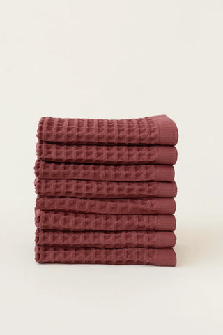 Bordo waffle kurulama bezi seti (8'li) 37x37 cm – %100 pamuk, OEKO-TEX, VivaMaison