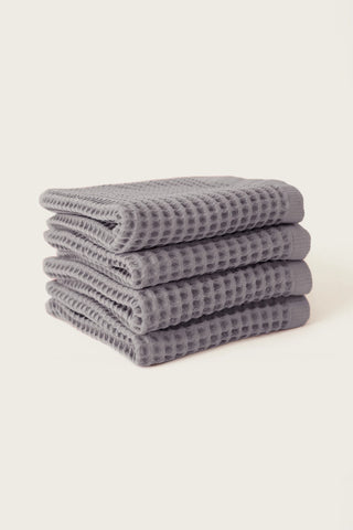 Gri waffle el havlusu seti (4'lü) 50x90 cm – %100 pamuk, OEKO-TEX, VivaMaison