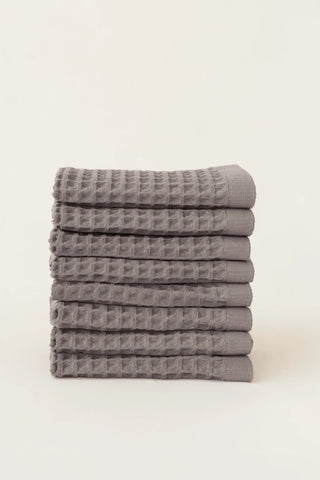 Gri waffle kurulama bezi seti (8'li) 37x37 cm – %100 pamuk, OEKO-TEX, VivaMaison