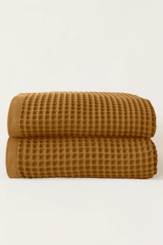 Karamel waffle banyo havlusu seti (2'li) 90x180 cm – %100 pamuk, OEKO-TEX, VivaMaison