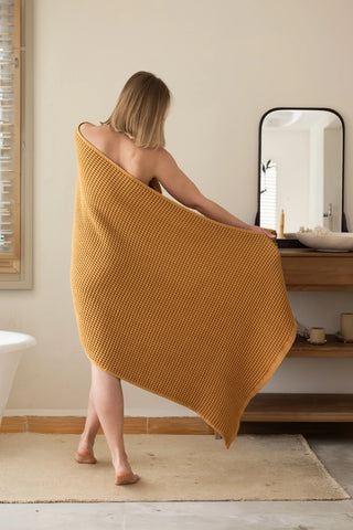 Karamel waffle banyo havlusu, banyoda kullanım – %100 pamuk, OEKO-TEX, VivaMaison