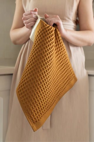 Karamel waffle kurulama bezi, petek doku detayı – %100 pamuk, OEKO-TEX, VivaMaison