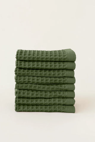 Koyu Yeşil waffle kurulama bezi seti (8'li) 37x37 cm – %100 pamuk, OEKO-TEX, VivaMaison