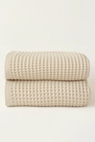 Natural waffle banyo havlusu seti (2'li) 90x180 cm – %100 pamuk, OEKO-TEX, VivaMaison