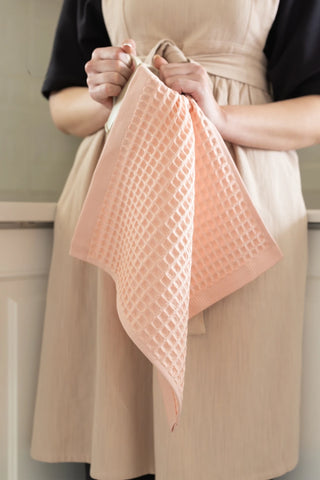 Pembe waffle havlu seti, banyo dekoru – %100 pamuk, OEKO-TEX, VivaMaison