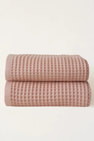 Pembe waffle banyo havlusu seti (2'li) 90x180 cm – %100 pamuk, OEKO-TEX, VivaMaison