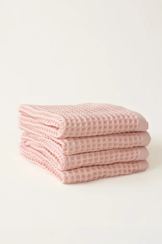 Pembe waffle el havlusu seti (4'lü) 50x90 cm – %100 pamuk, OEKO-TEX, VivaMaison