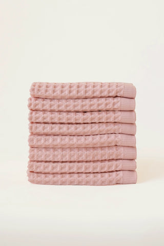 Pembe waffle kurulama bezi seti (8'li) 37x37 cm – %100 pamuk, OEKO-TEX, VivaMaison