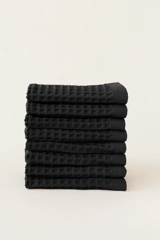 Siyah waffle kurulama bezi seti (8'li) 37x37 cm – %100 pamuk, OEKO-TEX, VivaMaison