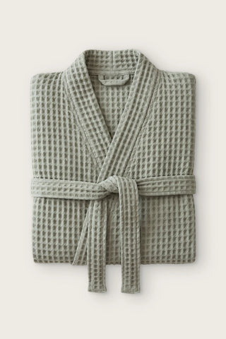 Waffle pike kimono bornoz, Adaçayı Yeşili, katlanmış ön görünüm ve bağlı kuşak