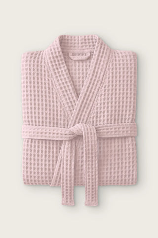 Waffle pike kimono bornoz, Pembe, katlanmış ön görünüm ve bağlı kuşak