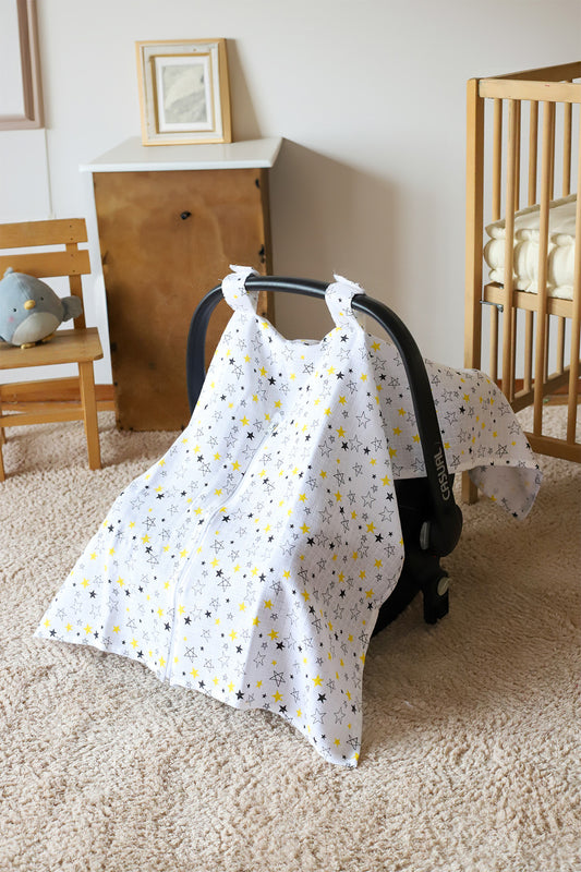 Muslin Baby Stroller Cover, Colorful Pattern with Velcro and Zipper 